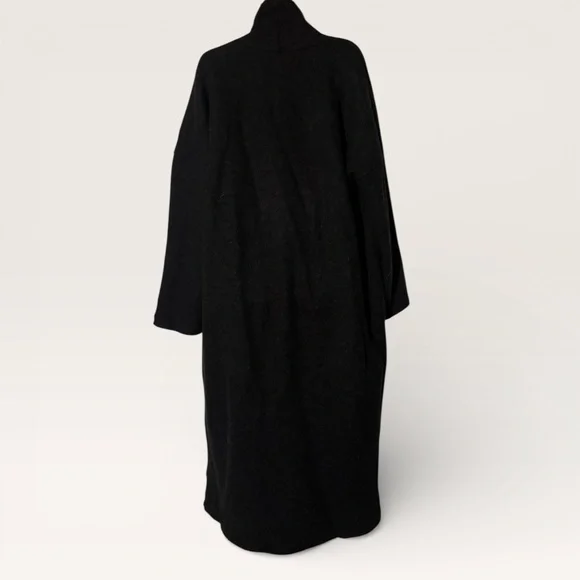 EILEEN FISHER Cardigan XS (oversized) Wool Maxi Open Front Duster Charcoal Gray - Picture 2 of 4